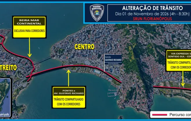 Corrida Srun Floripa altera trânsito no Centro, Continental e pontes neste domingo, 1º